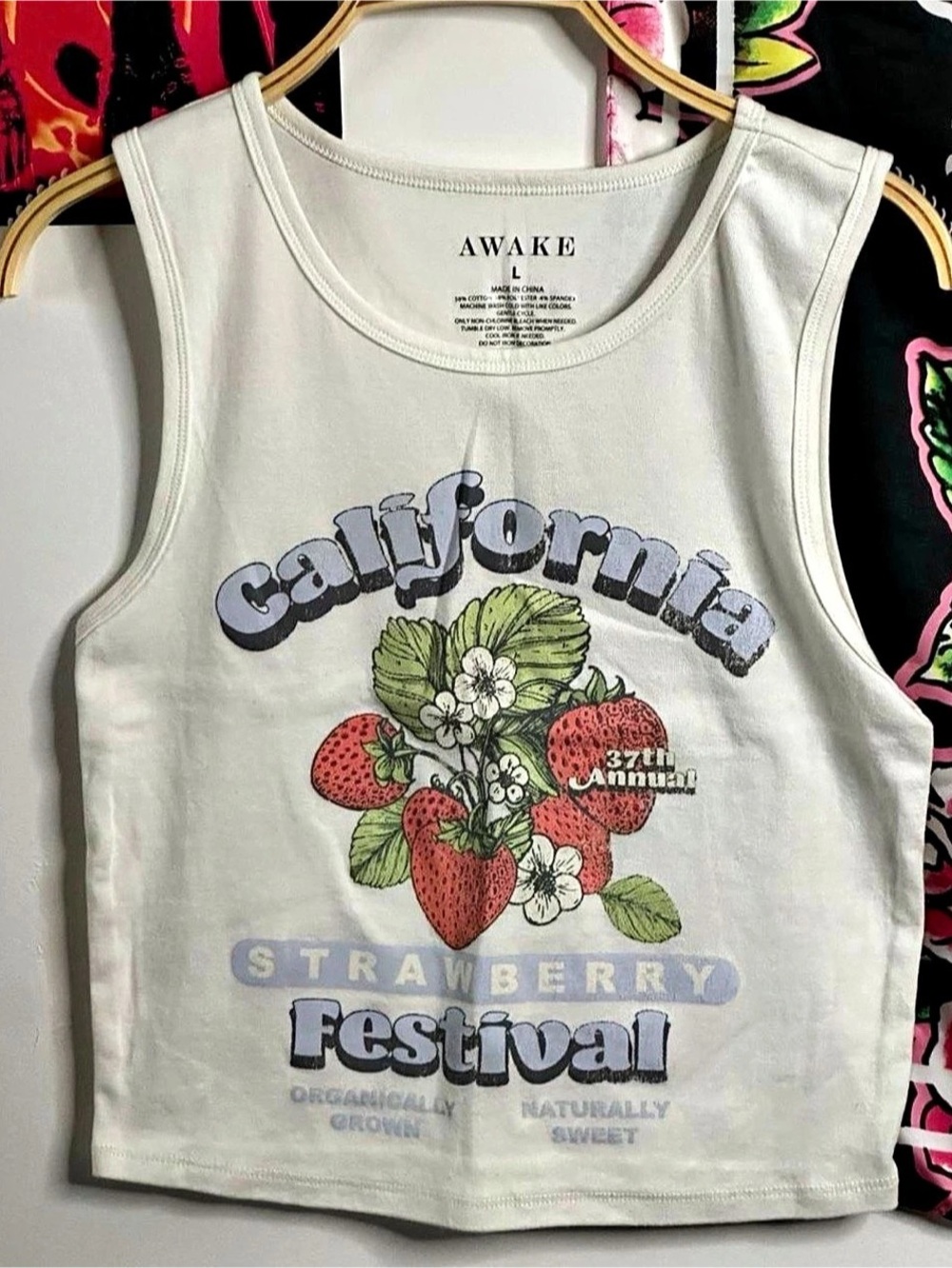 AWAKE Hybrid 2024 Graphic Strawberry Festival Tank Top Size Large